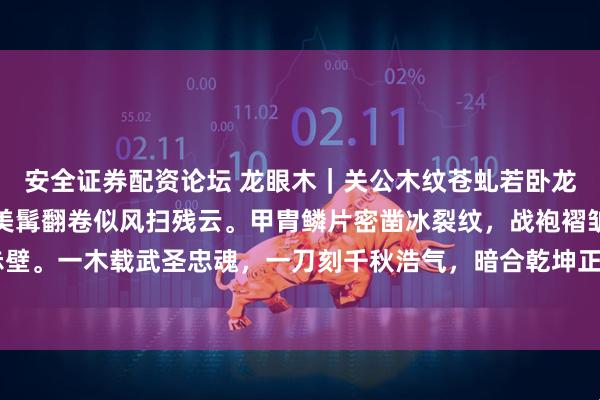 安全证券配资论坛 龙眼木｜关公木纹苍虬若卧龙饮涧，关公按剑瞋目，美髯翻卷似风扫残云。甲胄鳞片密凿冰裂纹，战袍褶皱阴刻火痕如焚赤壁。一木载武圣忠魂，一刀刻千秋浩气，暗合乾坤正气长存之境。#全国春日美景图鉴# #关公#